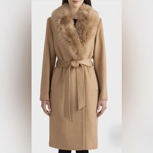 Sofia Cashmere Fur Collar Trench